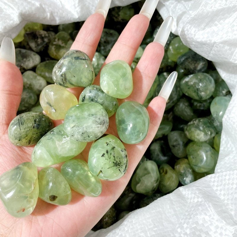 Natural Green Prehnite Tumbled Wholesale - Wholesale Crystals