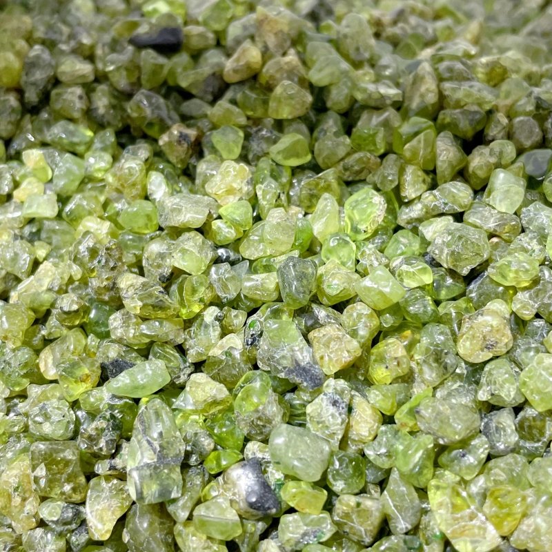 Normal Grade Green Peridot Gravel Chips - Wholesale Crystals