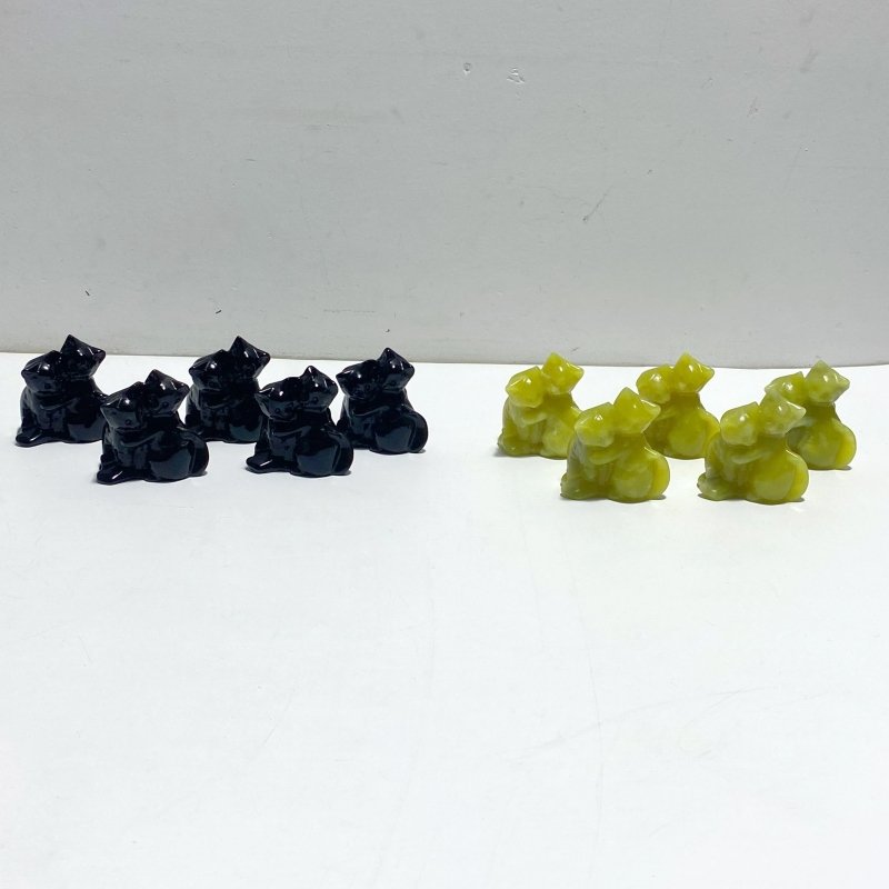 Obsidian Green Jade Cuddle Cat Carving Wholesale - Wholesale Crystals
