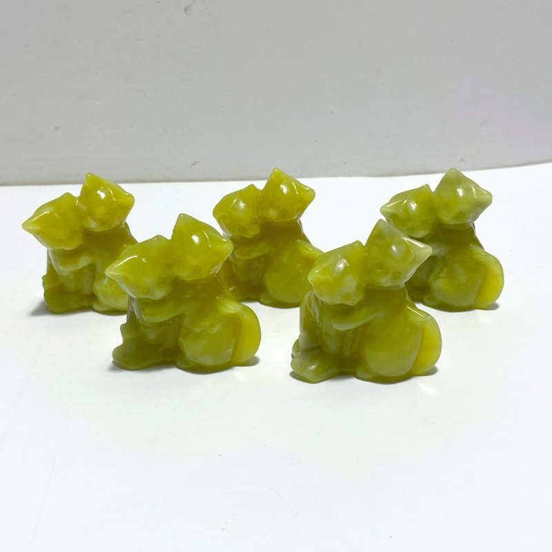 Obsidian Green Jade Cuddle Cat Carving Wholesale - Wholesale Crystals