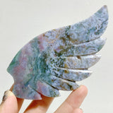 Ocean Jasper Heart Wing Carving With Stand -Wholesale Crystals
