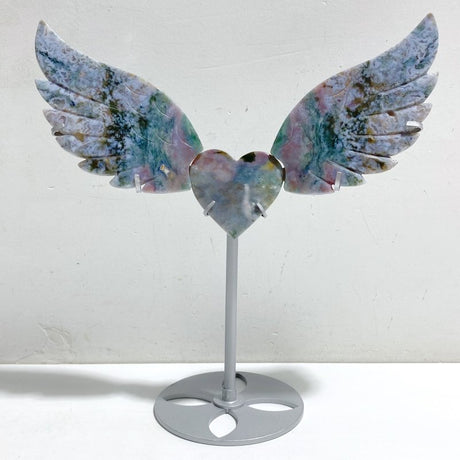 Ocean Jasper Heart Wing Carving With Stand -Wholesale Crystals