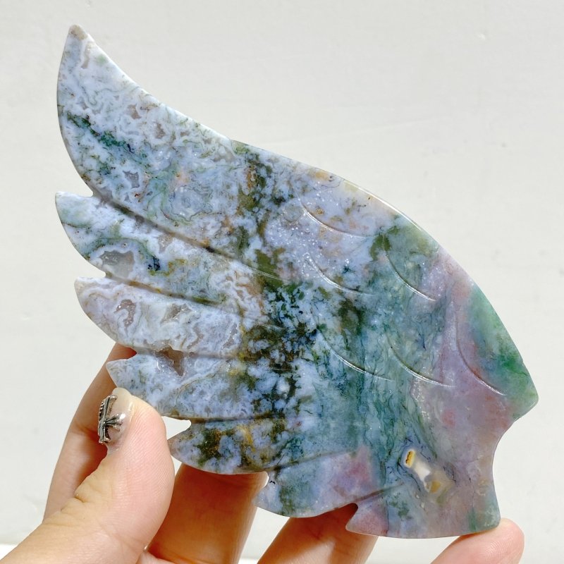 Ocean Jasper Heart Wing Carving With Stand -Wholesale Crystals