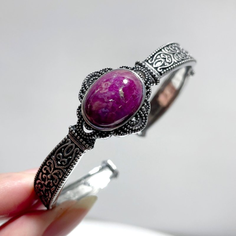 Open Bangle 15 Pieces Delicate Ruby Adjustable Alloy Bracelet - Wholesale Crystals