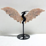 Pink Agate Flying Dragon Wing Carving With Stand - Wholesale Crystals
