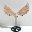 Pink Agate Heart Wing Carving With Stand -Wholesale Crystals