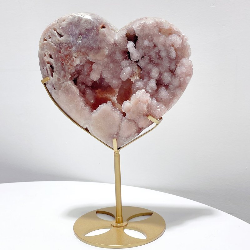 Pink Amethyst Geode Heart With Stand - Wholesale Crystals