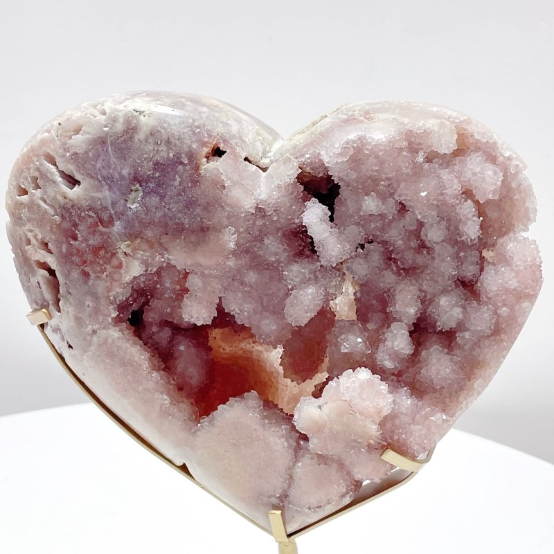 Pink Amethyst Geode Heart With Stand - Wholesale Crystals