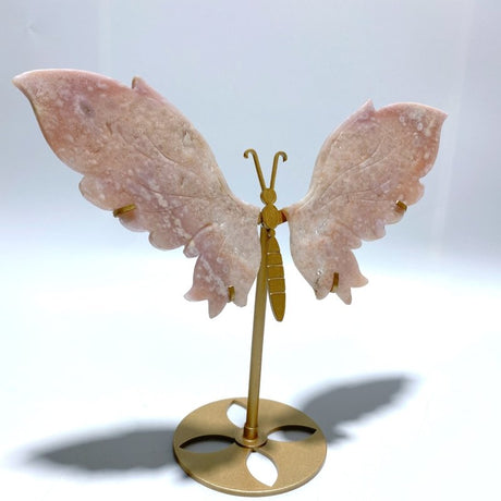 Pink Sakura Agate Butterfly Wing Carving With Stand - Wholesale Crystals