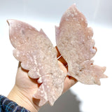 Pink Sakura Agate Butterfly Wing Carving With Stand - Wholesale Crystals