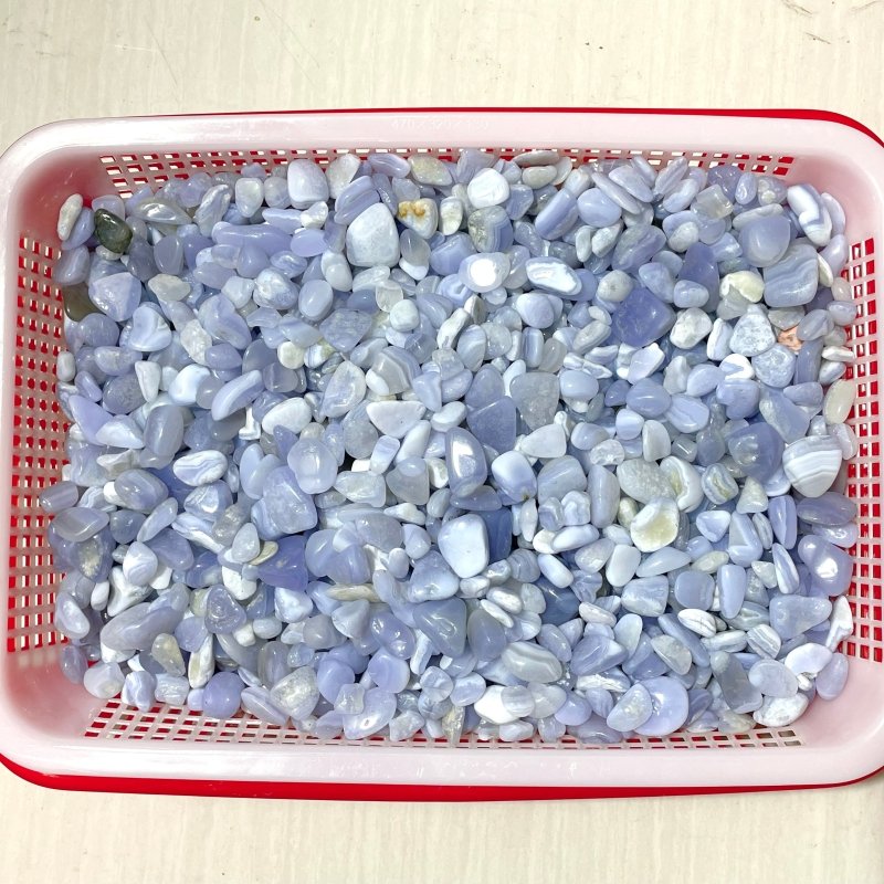 Polished Blue Lace Agate Gravel Tumbled Mixed Size Closeout - Wholesale Crystals