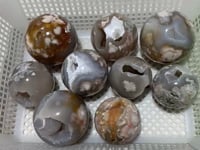 9 Pieces High Quality Sakura Agate Geode Spheres