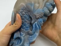 Trolleite Stone Skull Fish Tail Waves Hand Carving