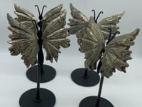 4 Pairs High Quality Pyrite Butterfly Carving With Stand