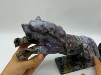 Unique Ocean Jasper Jumping Leopard Panther Carving