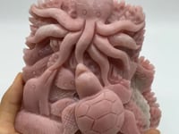 Unique Pink Opal Underwater World Octopus Sea Turtle With Dolphin Carving