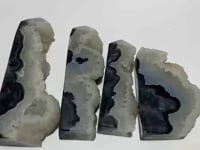 4 Pieces Large Druzy Black Moss Agate Points
