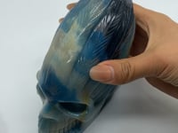 1.3kg Blue Trolleite Indian Skull Carving