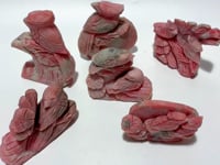 6 Pieces Pink Opal Bird Carving
