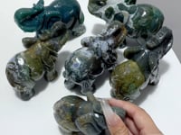 6 Pieces Beautiful Moss Agate Elephant Carving