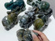6 Pieces Beautiful Moss Agate Elephant Carving