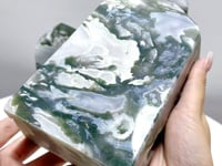 3 Pieces Large Druzy Moss Agate Geode Four-Sided Tower