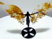 Golden Hematoid Quartz Fire Quartz Angel Wing Carving With Stand