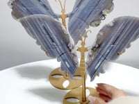 2 Pairs Stripe Agate Symmetry Butterfly Carving With Stand