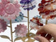 3 Pieces Unique Sunflower Carving With Stand Fire Quartz Fluorite Pink Opal#2