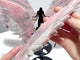 2 Pairs Pink Opal Angel Wing Carving With Stand