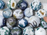 17 Pieces Geode Druzy Moss Agate Spheres