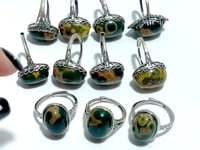 11 Pieces Different Styles S925 Sterling Silver 8th Vein Ocean Jasper Ring