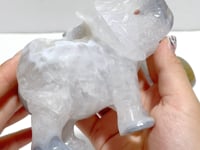 2 Pieces Beautiful Geode Agate Druzy Elephant Carving
