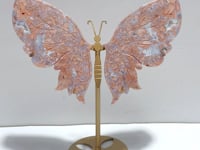 Beautiful Pink Agate Butterfly Wing Carving With Stand