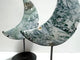 2 Pieces Large Moss Agate Moon With Stand Home Decor