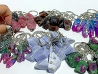 6 Types Raw Stone Keychain Wholesale Blue Lace Agate Black Sunstone