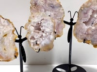 2 Pairs Geode Druzy Sakura Flower Agate Butterfly Wing With Stand