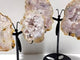 2 Pairs Geode Druzy Sakura Flower Agate Butterfly Wing With Stand