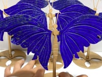 4 Pairs Lapis Lazuli Butterfly Wing Carving With Stand