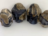 4 Pieces Volcano Agate Buddha Head Carving(UV-Reactive)