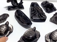 9 Pieces Silver Sheen Obsidian Sea Animals Carving