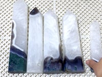 5 Pieces Tall Green Moss Agate Points