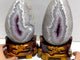 2 Pieces Amethyst Mixed Geode Agate Dinosaur Egg With Stand