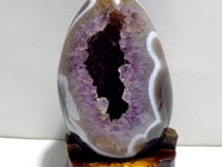 Unique Amethyst Mixed Geode Druzy Agate Dinosaur Egg Home Decor With Stand