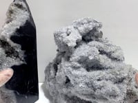 2 Pieces Large Black Clear Quartz Cluster Specimen For Collection