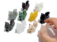 12 Types Fox Carving Wholesale Rose Quartz Labradorite Yellow Calcite