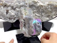 3 Pieces Aura Quartz Cluster Heart With Stand #4