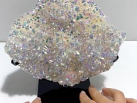 Unique Aura Quartz Cluster With Stand