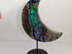 Unique Large Geode Druzy Volcano Agate Moon Carving With Stand(UV-Reactive) #3