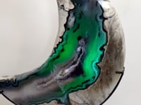 Unique Large Geode Druzy Volcano Agate Moon Carving With Stand(UV-Reactive) #4